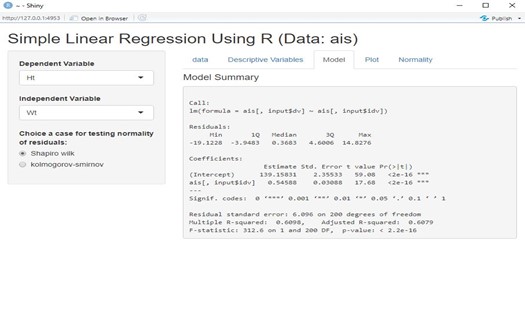 App that performs simple linear regression